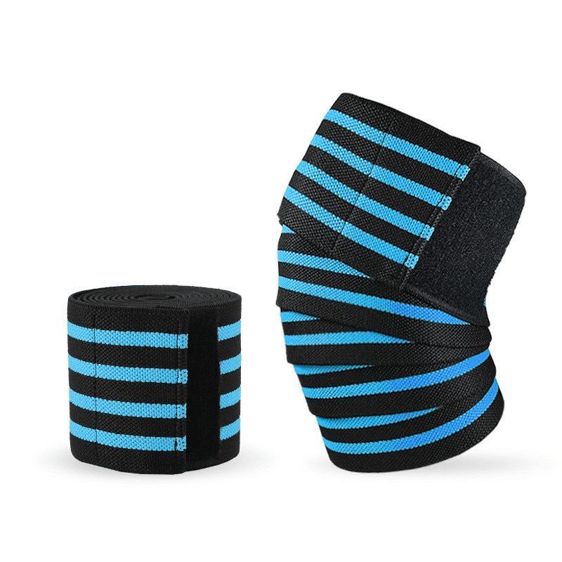 Bande de Genoux Bleu Clair, offrant un soutien robuste pour l'entraînement, dans une couleur bleu frais et dynamique qui apporte une touche d'énergie à votre tenue de sport.