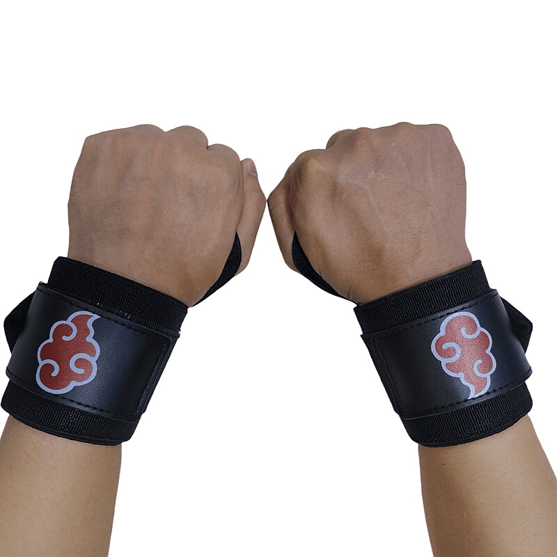 Bande Poignet Akatsuki posée à plat, mettant en évidence son design unique inspiré de Naruto.