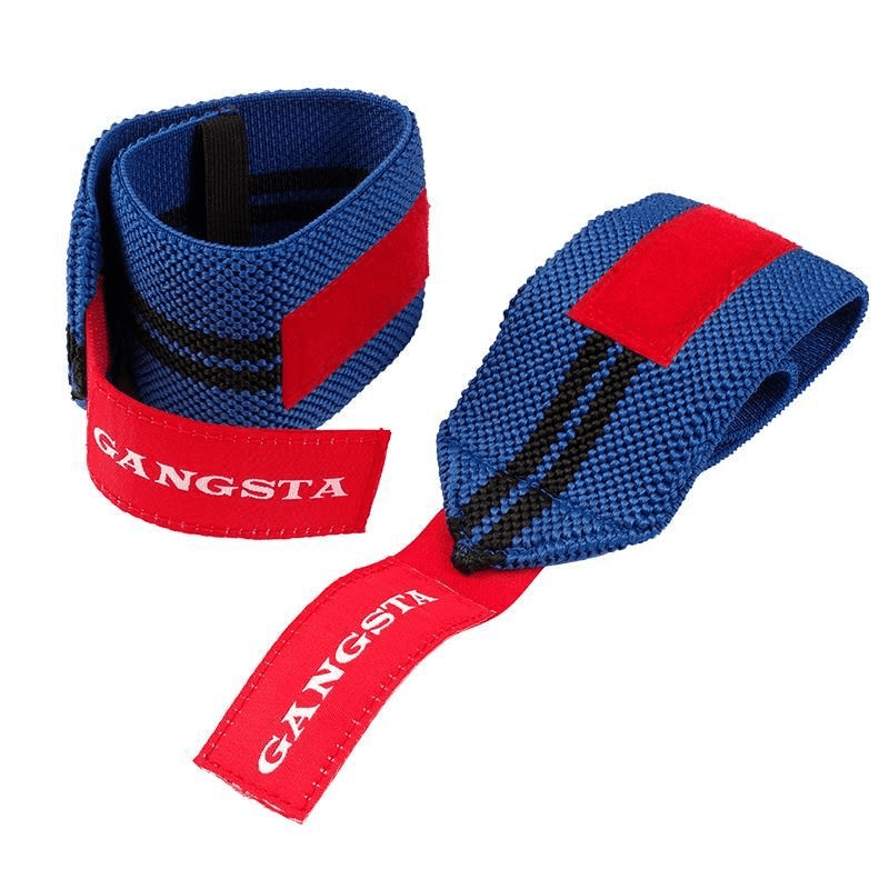 Bande Poignet Gangsta Bleu, un support solide pour améliorer tes performances à la salle de sport.