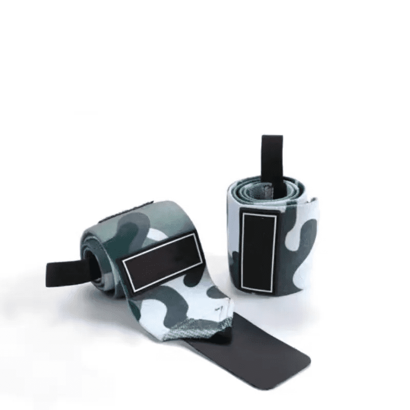 "Accessoire de fitness en vert camouflage, idéal pour un soutien robuste."
