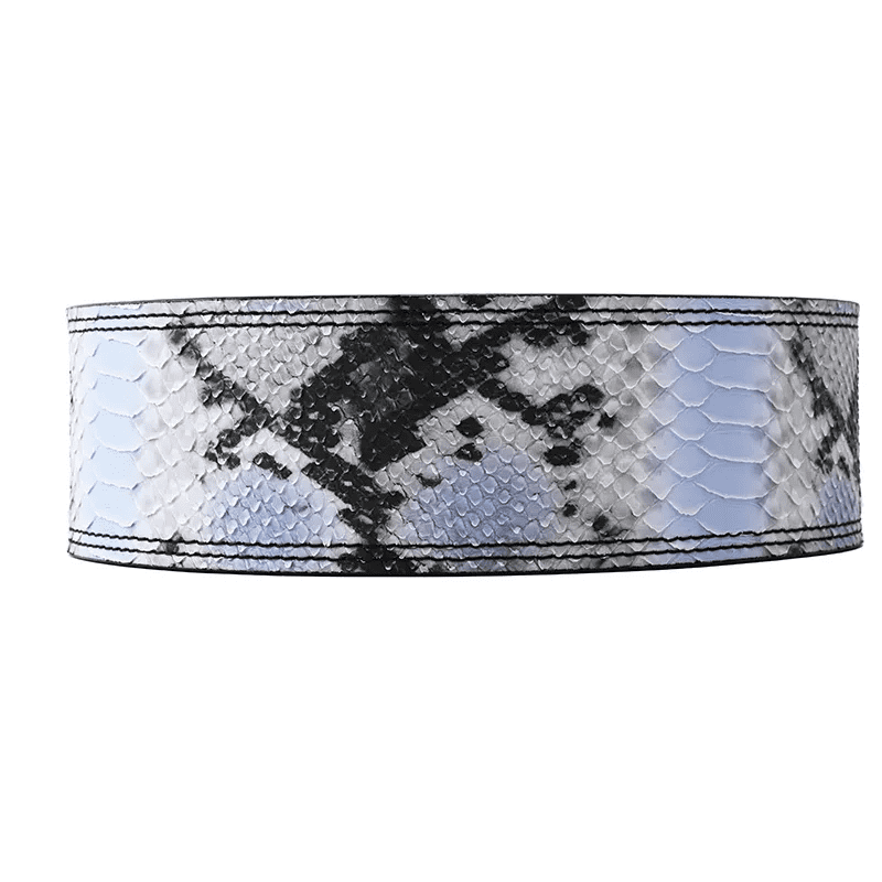 "Ceinture Powerlifting Serpent Bleu Clair ajustée élégamment autour de la taille"