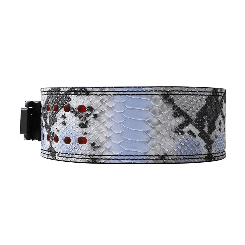 "Vue d'ensemble de la Ceinture Powerlifting Serpent Bleu Clair pendant l'exercice"