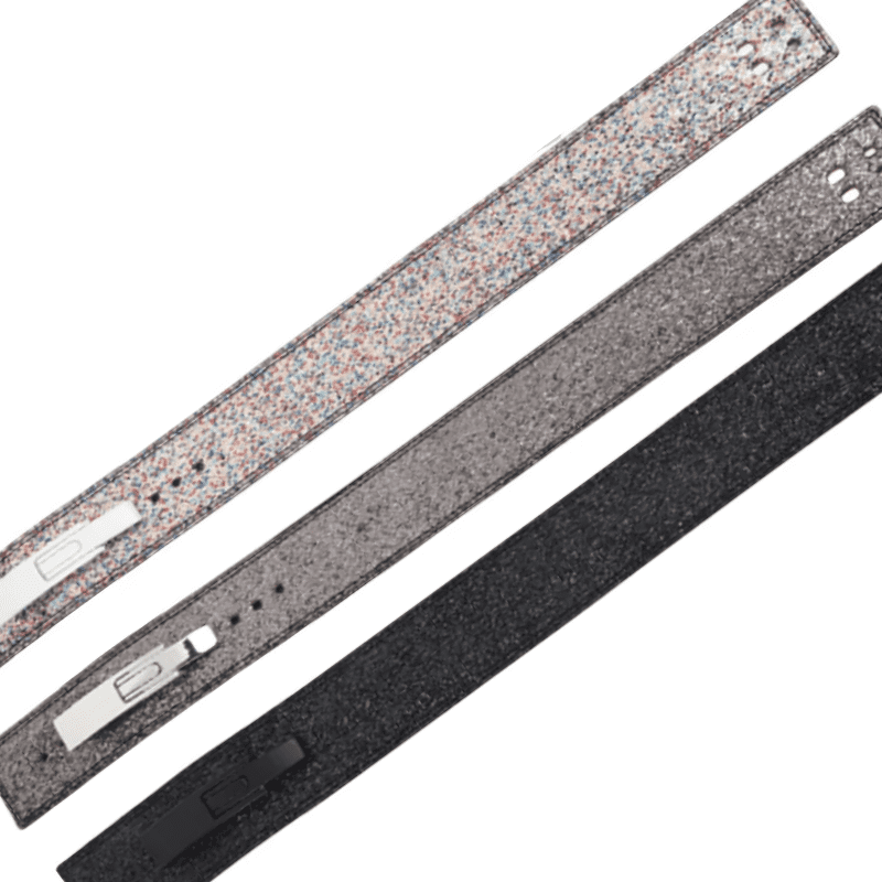 "Emballage de la Ceinture Powerlifting à Paillettes, présentant les trois coloris disponibles."