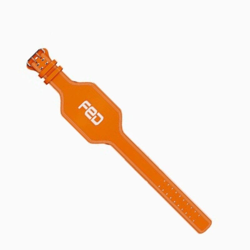 "Ajustement facile et rapide de la ceinture de musculation Dynamo Orange"