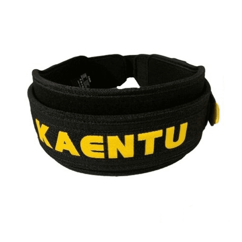 "Ceinture de musculation Ebony Lightning en nylon noir avec détails jaunes"