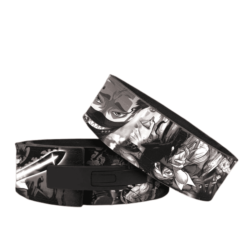"Ceinture de force durable Black Clover, soutien lombaire idéal pour haltérophilie."