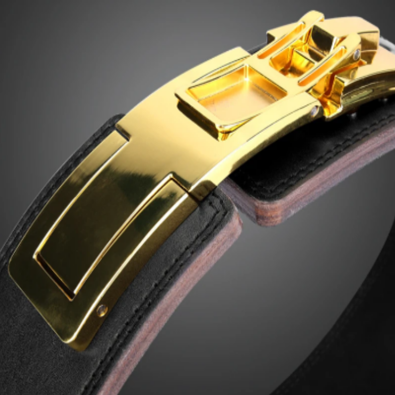 "Ceinture de levage "Or noir" : une protection haut de gamme pour votre dos lors des exercices de force"
