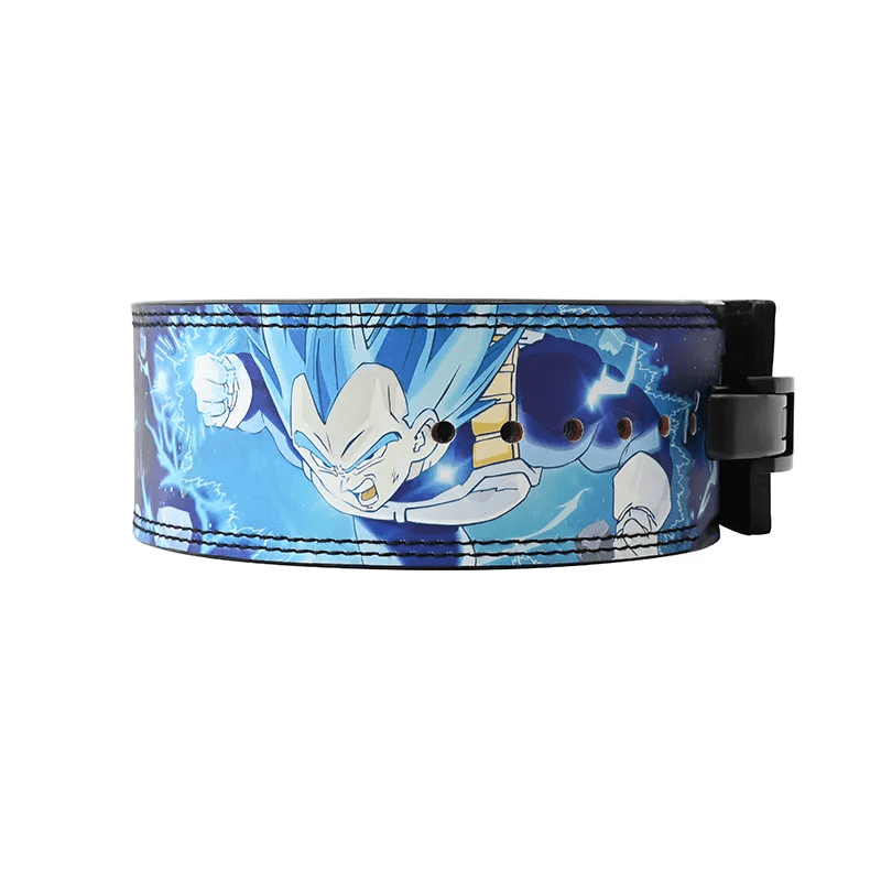 "Vue rapprochée du matériau résistant à la sueur de la Ceinture de force SSJ Blue."