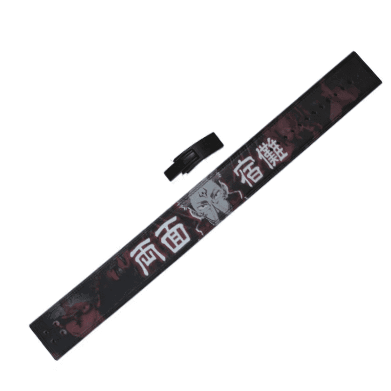 "Vue d'ensemble de la Ceinture Sukuna étalée à plat."