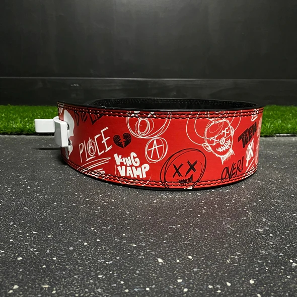 "Ceinture de force "Whole Lotta Red" : fusionnez votre passion pour la musique et le fitness avec cette ceinture de haute qualité"