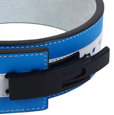 "Ceinture de musculation bleu blanc : maintenez votre dos en sécurité et optimisez vos performances avec cette ceinture de force"