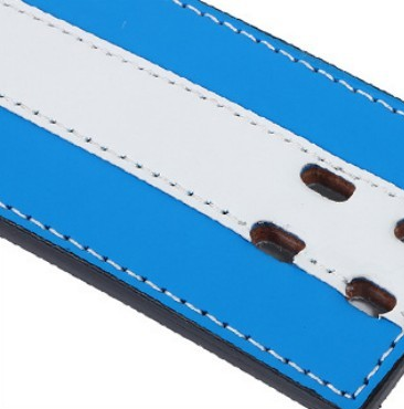 "Ceinture de fitness bleu blanc : un équipement confortable et résistant pour des séances de sport performantes"