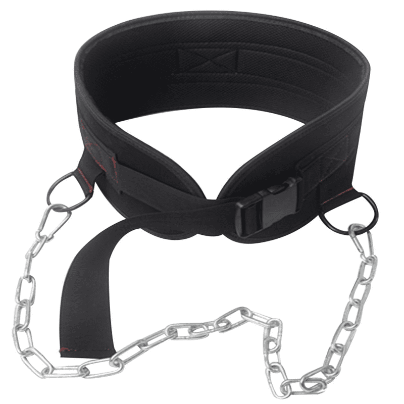 "Homme faisant des tractions avec la Ceinture de Lest Dipbelt attachée à sa ceinture de musculation."