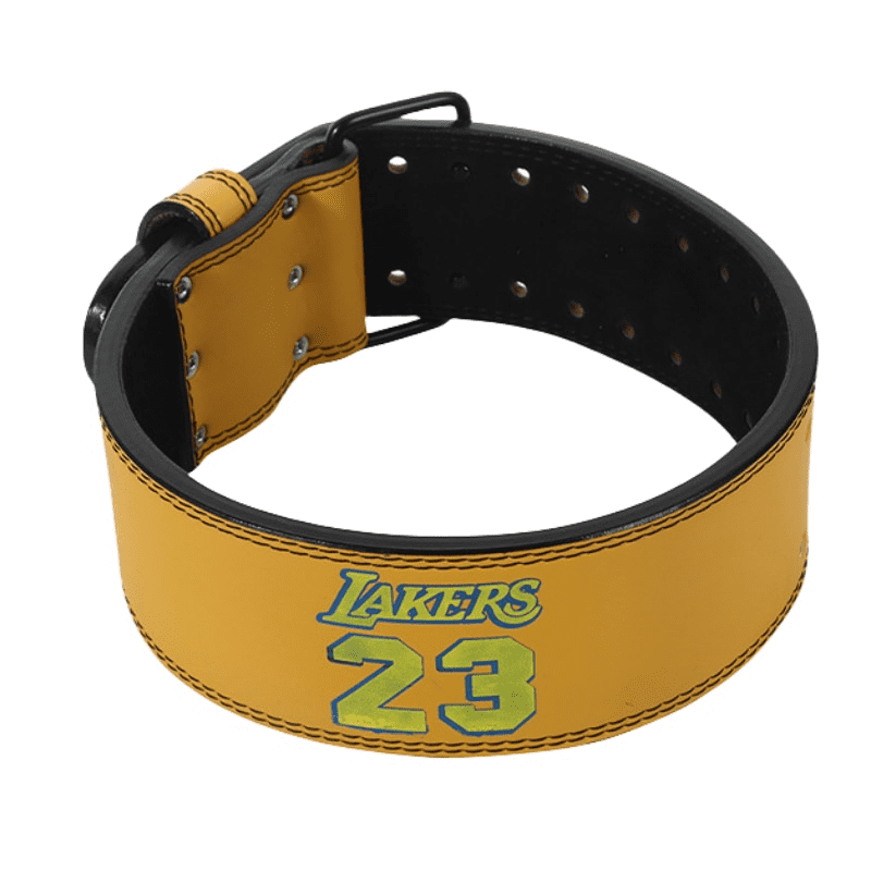 Détails des coutures de la ceinture Lakers.