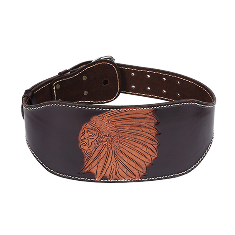 "Ceinture de musculation "Tribal marron" : un design tribal unique dans des nuances de marron pour des entraînements inspirants"