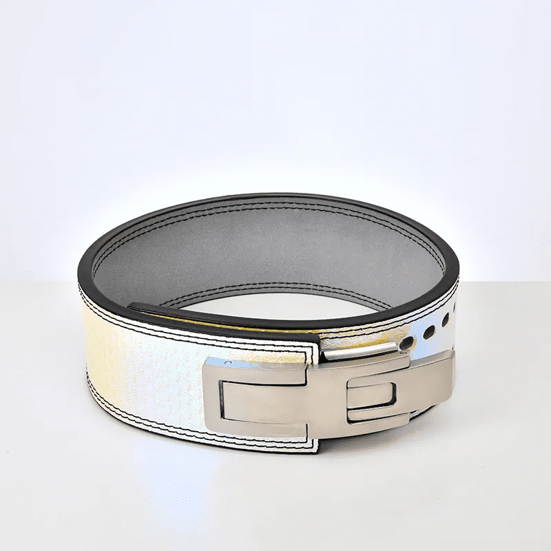 "Ceinture de force en blanc chrome éclatant pour haltérophilie"