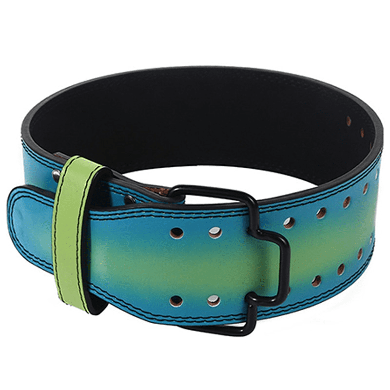 "Ceinture d'haltérophilie en bleu profond avec une fermeture ajustable."