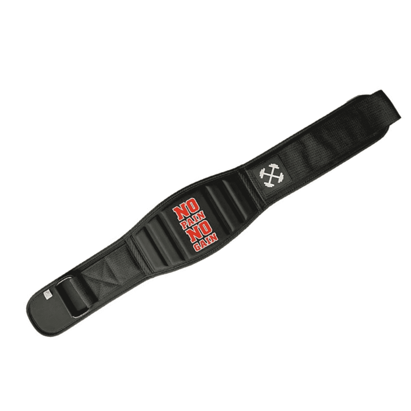 "Utilisation de la Ceinture Lombaire Pain Gain Noire pendant une séance de musculation"