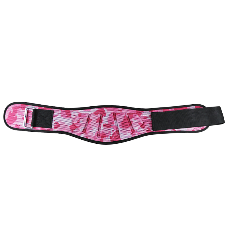 "Ceinture lombaire camouflage rose ajustable : stabilité et compression personnalisée pour un soutien ciblé du bas du dos"