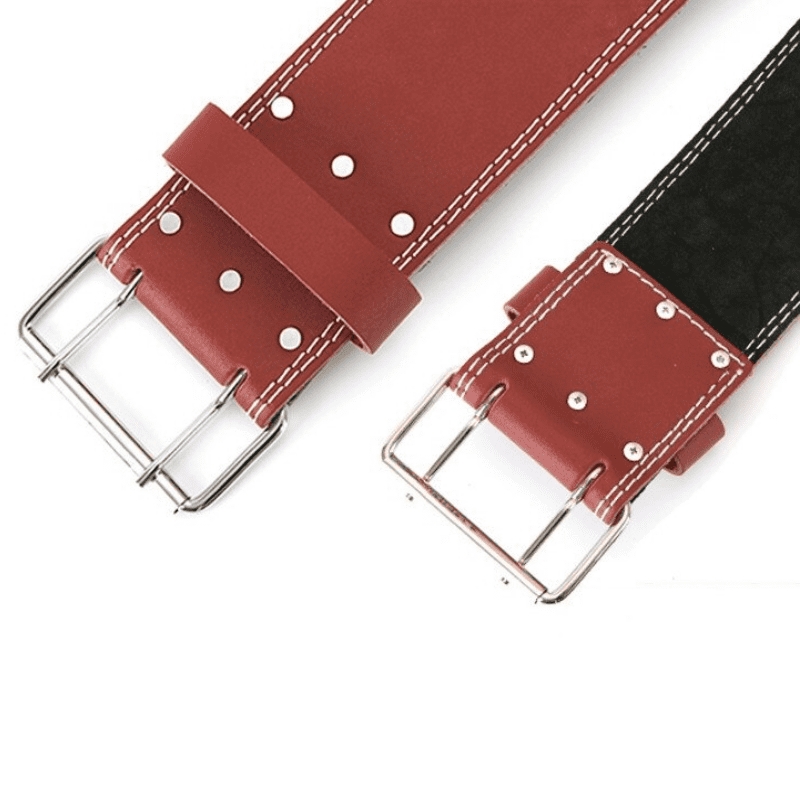 Close-up de la Ceinture de Musculation en Cuir Marron montrant la qualité du cuir.