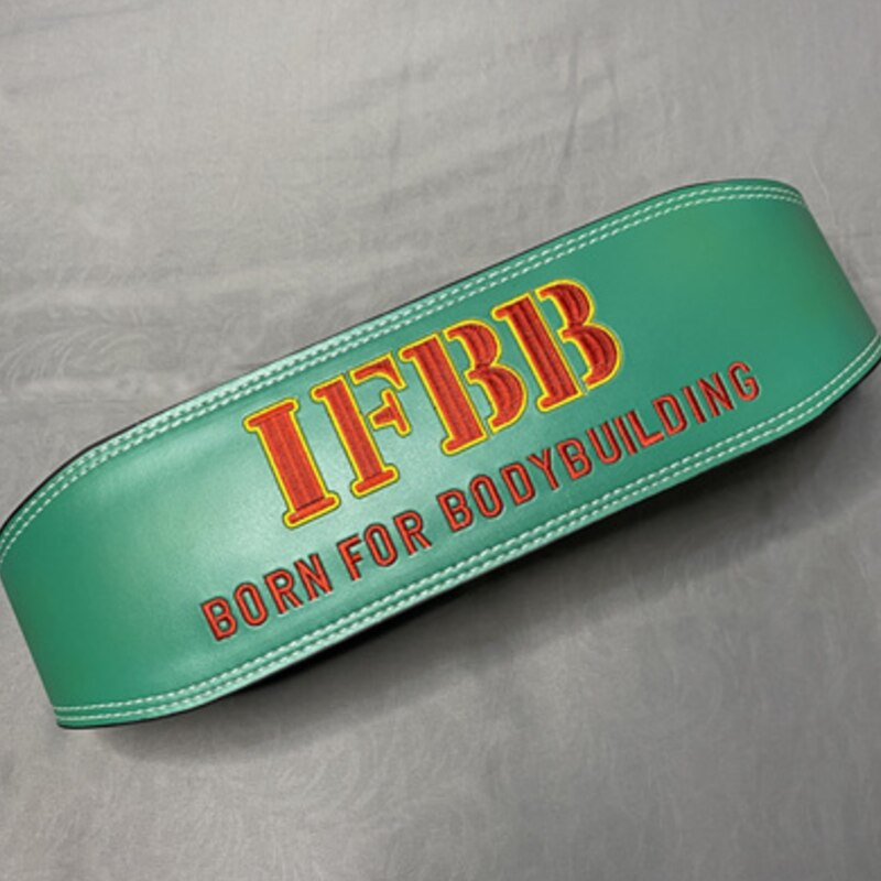 "Ceinture de musculation IFBB Vert en cuir véritable offrant un soutien lombaire maximal"