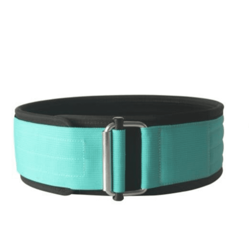 "Athlète masculin utilisant la ceinture de musculation LightBlue StrengthStrap lors d'un entraînement d'haltérophilie."