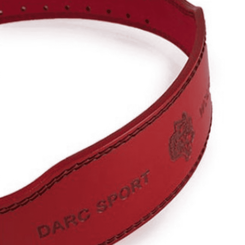 Vue rapprochée de la ceinture musculation loup rouge