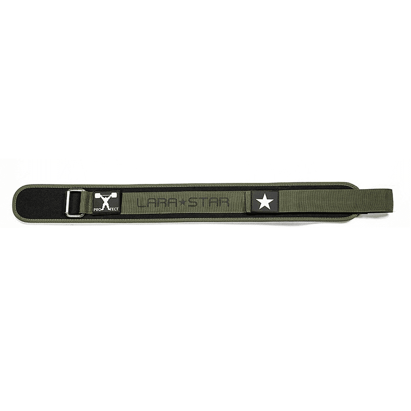 Vue arrière de la Ceinture de Musculation Lumbarfit Kaki montrant le support lombaire.