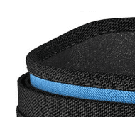 "Vue rapprochée de la ceinture de musculation ProLombaire Strength bleue"