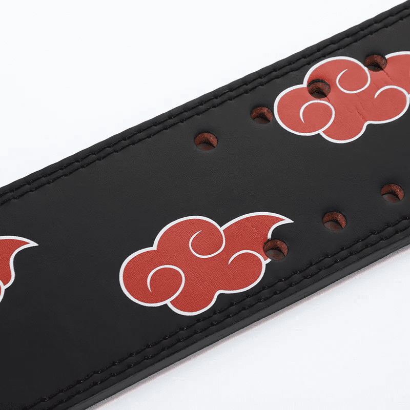 "Ceinture de musculation avec emblèmes Akatsuki, pour un style ninja authentique."
