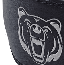 Ceinture de musculation Ours Noir, robuste et élégante, conçue pour soutenir votre entraînement de force, avec un logo d'ours en relief représentant la puissance et l'endurance.