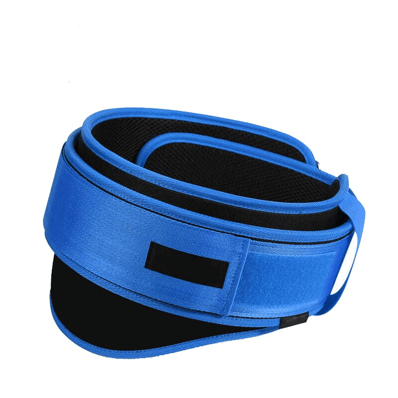 "Ceinture Muscu Nylon Bleu avec support lombaire pour entraînement"