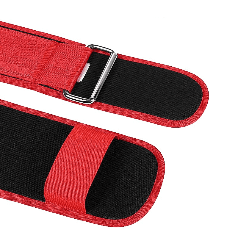 "Ceinture de musculation ajustable en nylon rouge pour un entraînement confortable et sûr"