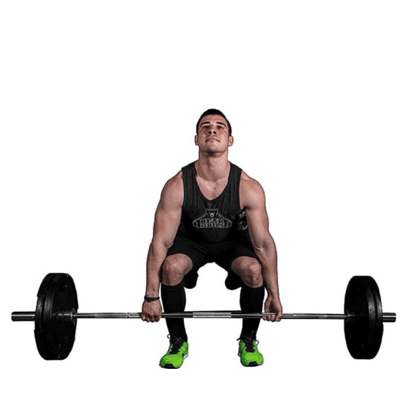 Chaussette Deadlift portée par un athlète pendant un soulèvement.