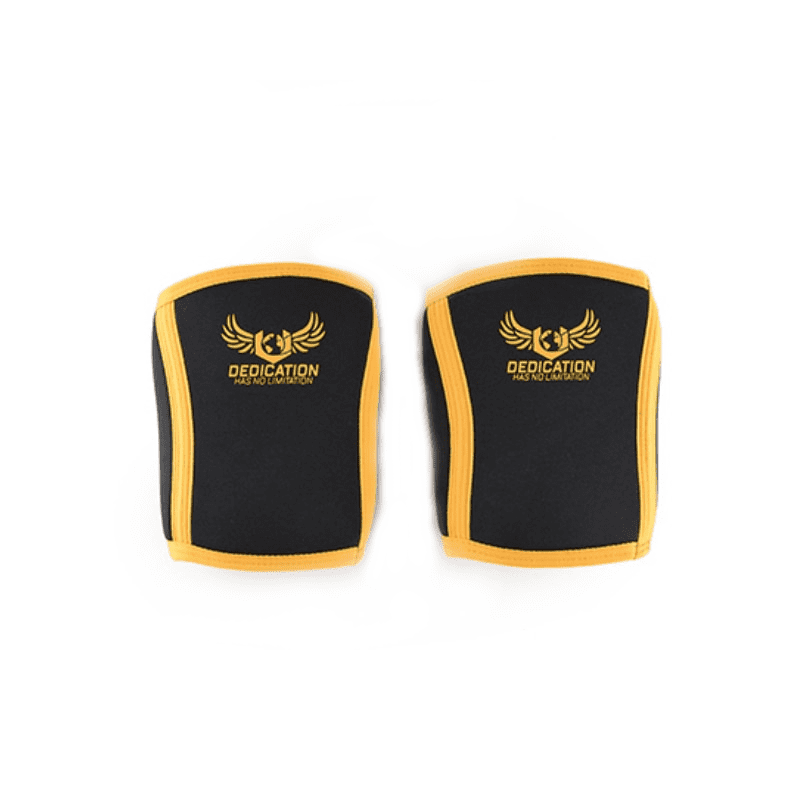 Alt Text: Coudière Black N Yellow de qualité supérieure pour l'entraînement intensif, fournissant une protection robuste et un confort exceptionnel à chaque utilisation.