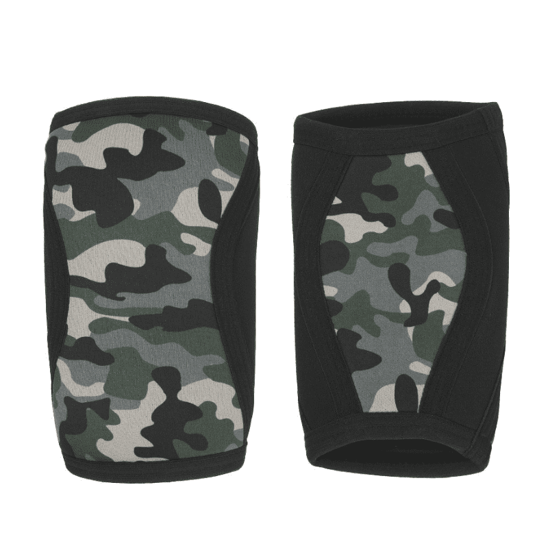 Alt Text: Une coudière de musculation camouflage robuste et stylée, idéale pour les entraînements intensifs.