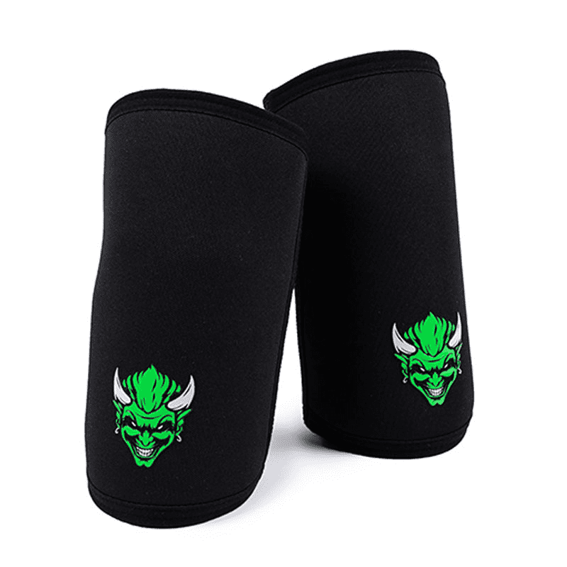 Genouillère Musculation Démon Vert, combinant un soutien robuste du genou et un confort optimal pour une performance maximale en entraînement.