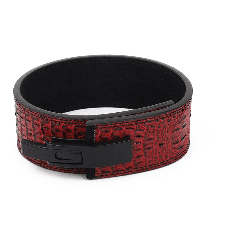 Ceinture de force à levier en forme de serpent en peau véritable pour soulever des charges lourdes avec style et puissance.