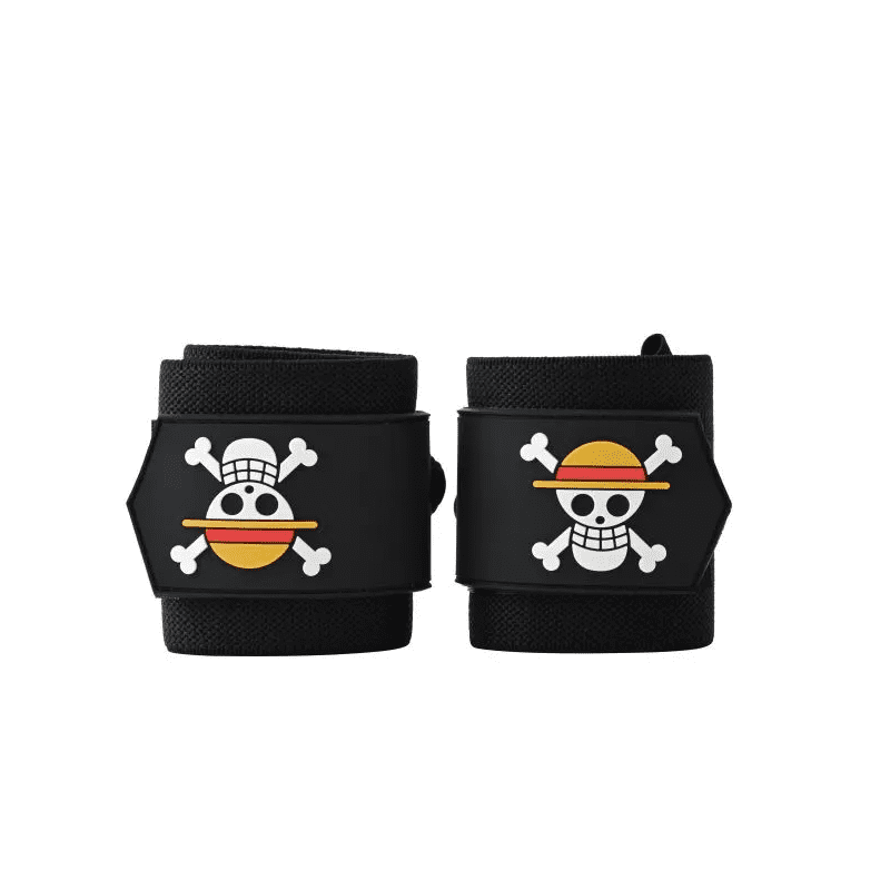 "Bande poignet noire One Piece avec Jolly Roger de l'équipage au Chapeau de Paille."