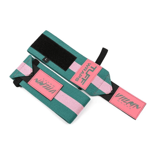 "Bande poignet musculation vert/rose - Accessoire de soutien pour l'entraînement"