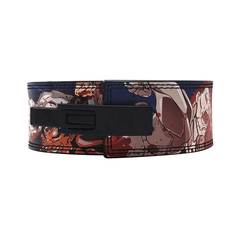 "Vue d'ensemble de la Ceinture Powerlifting Baki Rage montrant les personnages."