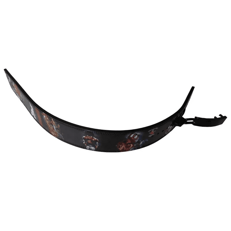 Vue d'ensemble de la ceinture avec tous les boxeurs et logos.