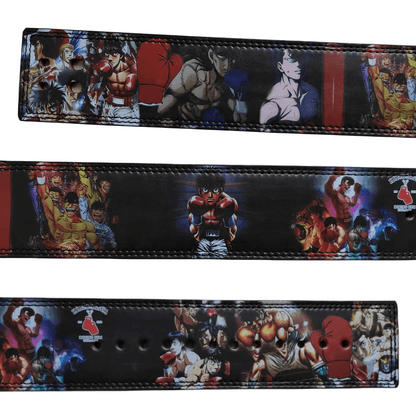 Détail du design avec Aoki et Kimura côte à côte sur la ceinture.