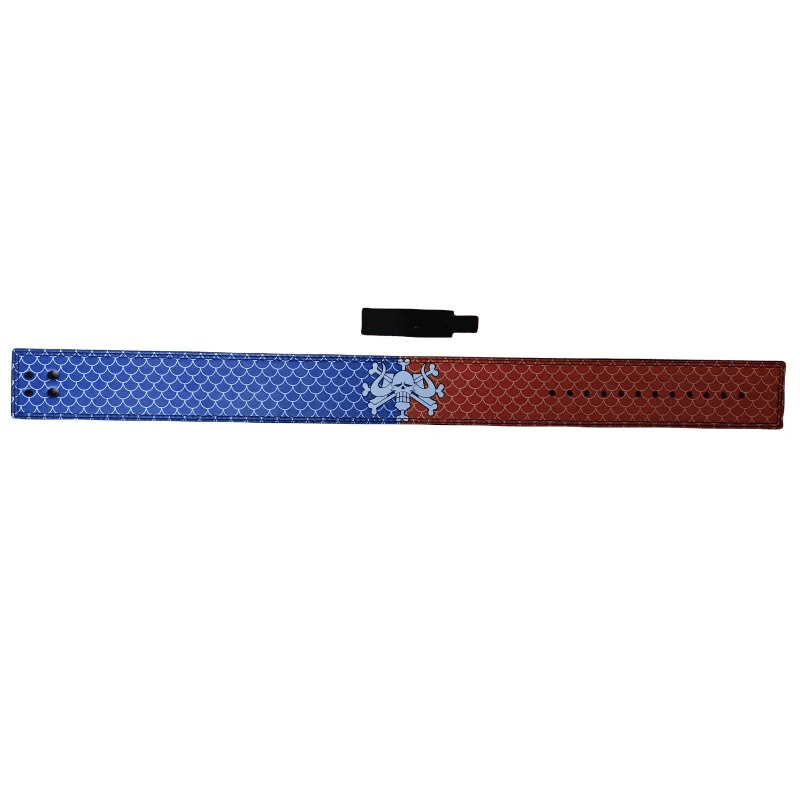 Détail du fermoir robuste de la ceinture.