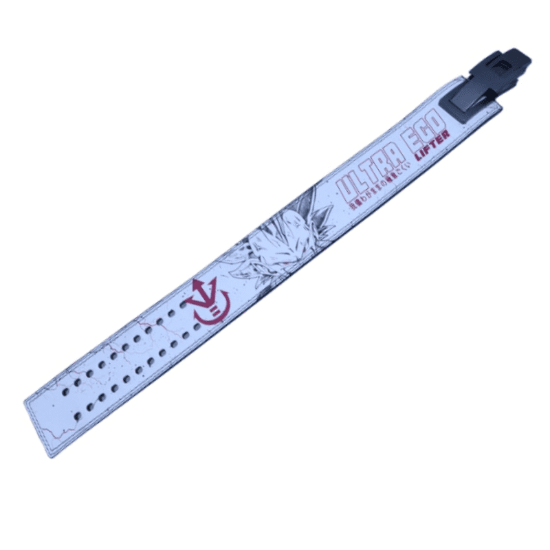 "Design exclusif inspiré d'Ultra Ego Vegeta sur la ceinture."