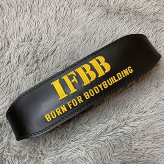 "Ceinture de musculation noire IFBB pour soutenir le dos durant l'entraînement"