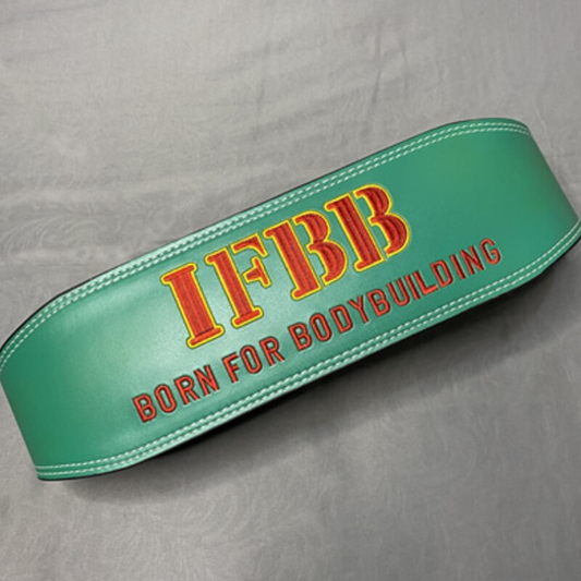 "Ceinture de musculation IFBB Vert en cuir véritable offrant un soutien lombaire maximal"