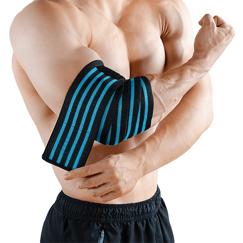 Coudière de musculation bleue, parfaite pour les séances d'entraînement tout en apportant une touche de style à votre look.
