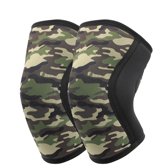 Genouillère Crossfit Camouflage offrant une performance de haut niveau avec un style camouflage branché, conçue pour le confort et la durabilité.