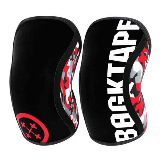 Genouillère Crossfit Red Cross, fabriquée en matériaux durables pour un soutien optimal, offrant une compression maximale et un design audacieux avec une croix rouge pour des performances optimisées en Crossfit.